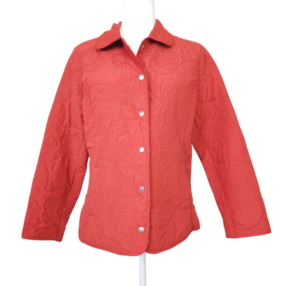 Lemon Grass Quilted Jacket M Terracotta Artsy Boho Snap Front Soft